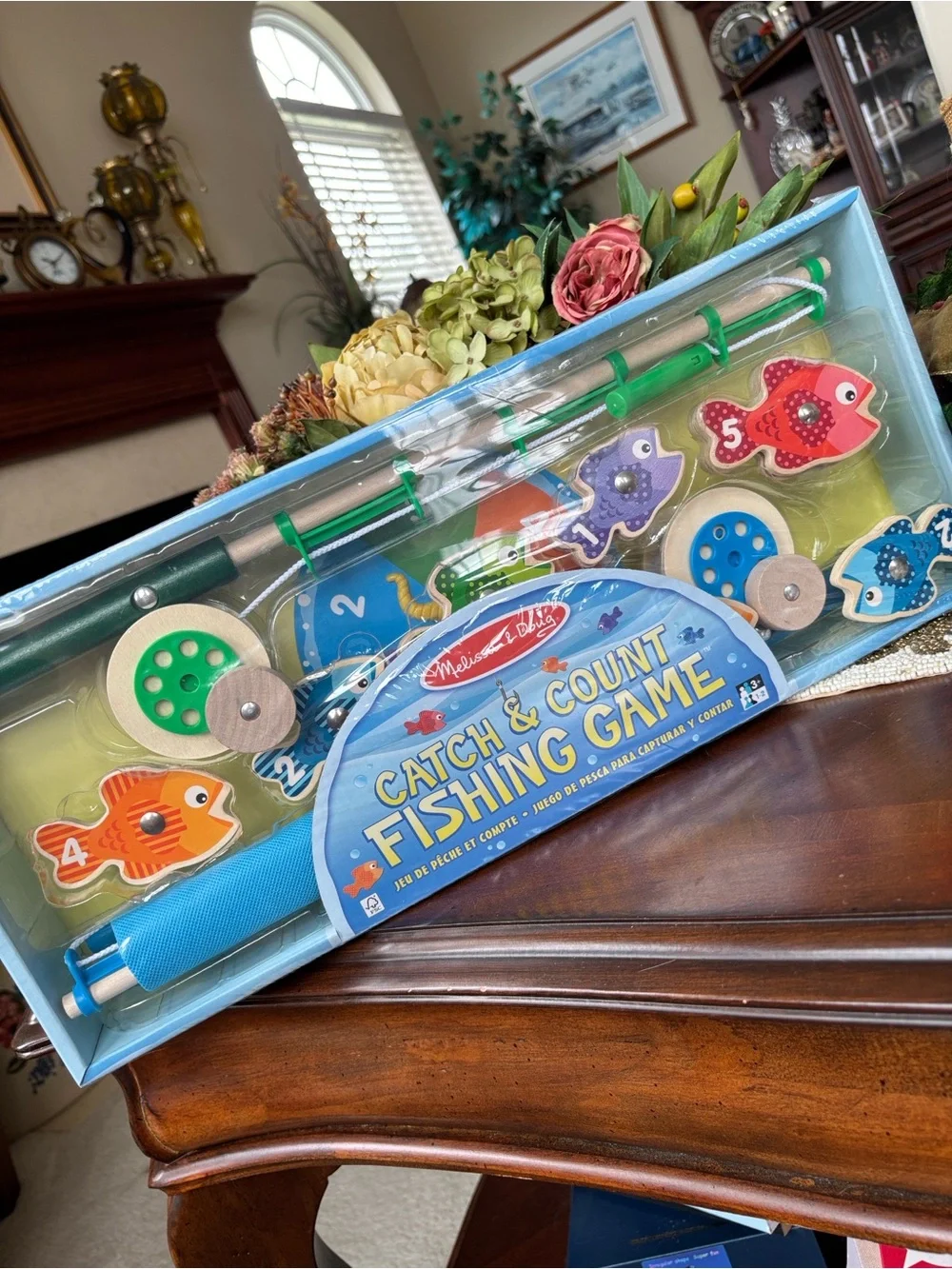 Melissa & Doug Catch & Count Wooden Fishing Game 2 Magnetic Toy Rods Learning